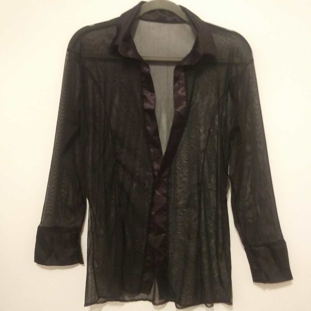 Vintage 90's Black See-through blouse in a size M/L